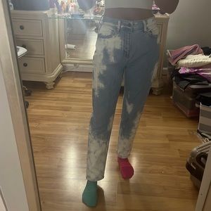 Tie dye bleached jeans